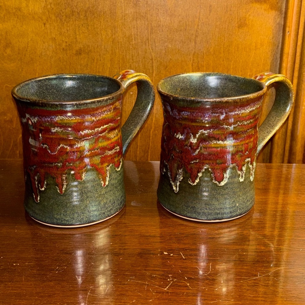Ceramic Drip Glaze Mugs Coffee Cups Pottery set of 2